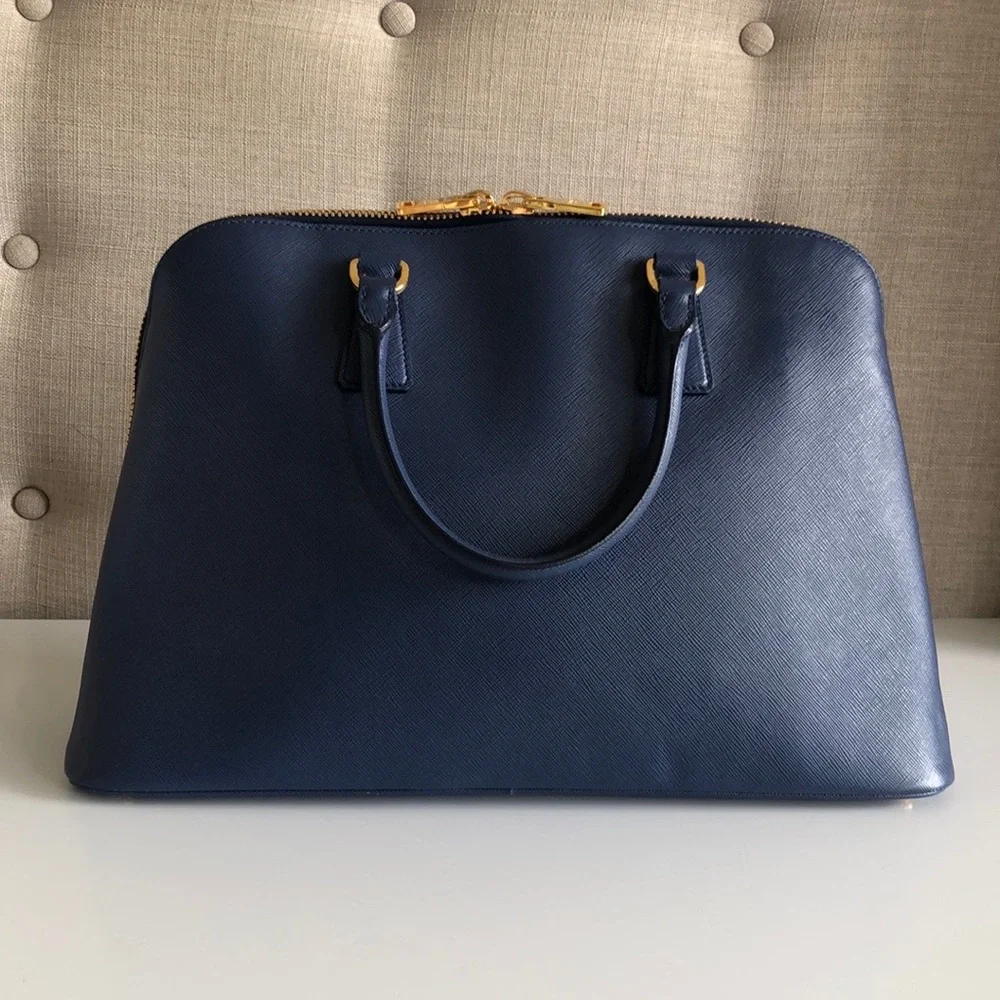PRADA authentic blue saffiano luxe leather small satchel - Picture 6 of 11